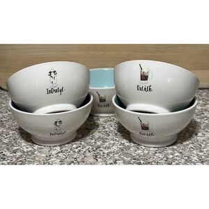 Rae Dunn INDULGE & DELISH Ice Cream Dessert Bowls Set of 5 Turquoise & Lavender